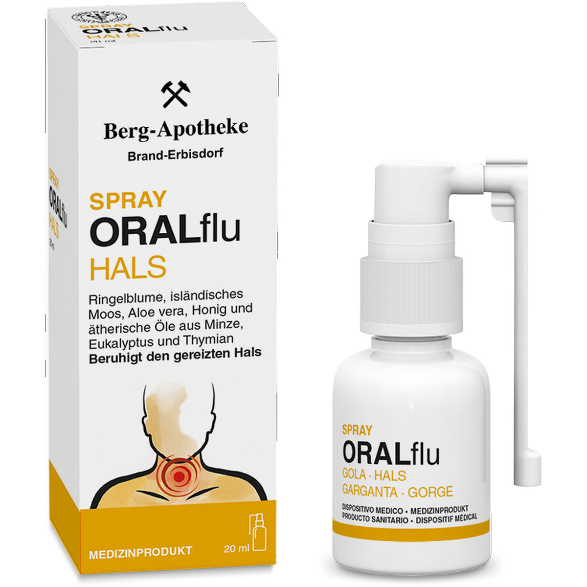 ORALflu HALS Spray Medizinprodukt bei Halsreizungen & Schluckbeschwerden 20 ml