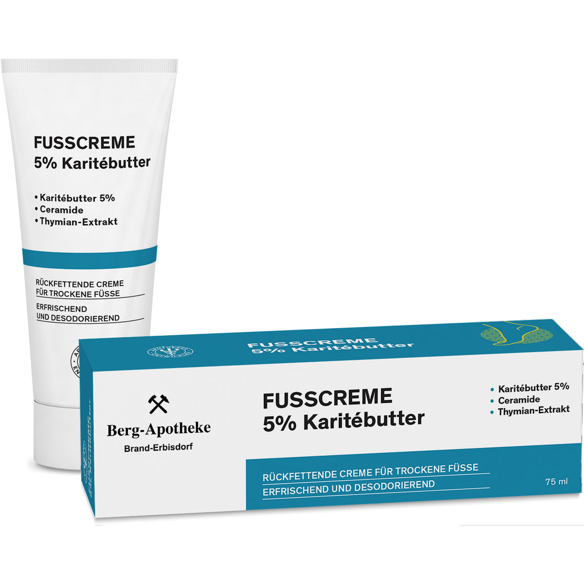 FUSSCREME 5 % KARITÉBUTTER – Fußpflege mit Ceramiden & Thymian –50ml/  75 ml
